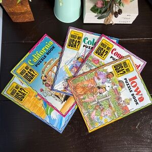 HIGHLIGHTS Which Way USA STATE PUZZLE BOOKS Lot 5 - Arizona California Iowa etc
